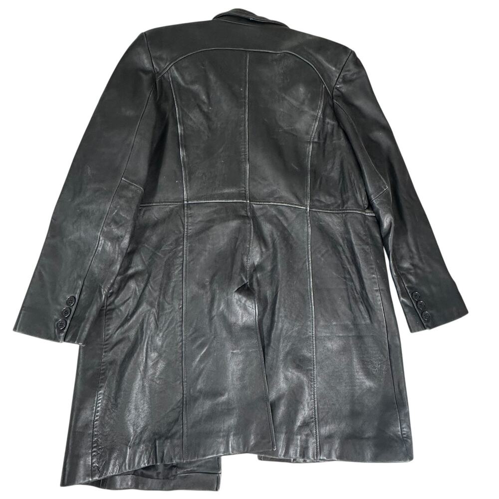 Womens Jacket Size XL Black Leather Long Duster Soft Winter Fall Outdoor Office - Picture 3 of 10